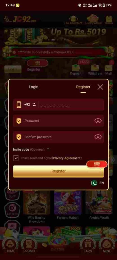 JC92 Game Register Account